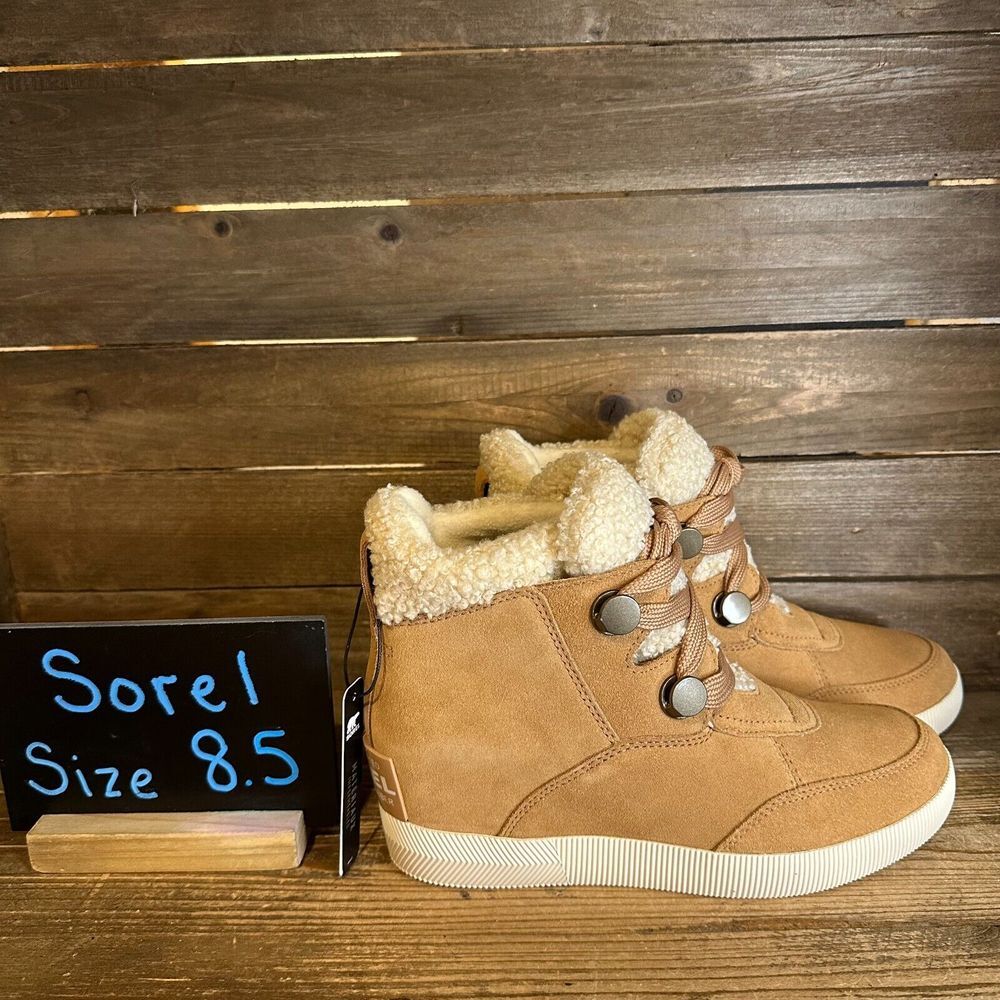 New Womens Sorel Out N About Cozy Wedge Brown Suede Ankle Boots Booties Size 8.5